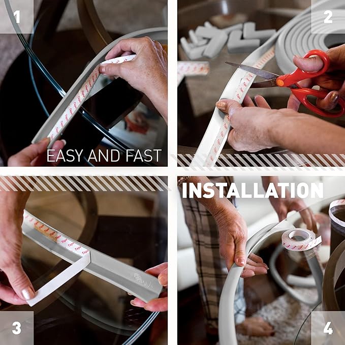 Baby Proof Corners 20.4ft and Edges with Furniture Corner & Edge Safety Bumpers, Impact-Absorbent 18ft Bumper & 8 Foam Corner Protectors, Thick, Odorless Table Edge Protectors for Baby | Grey