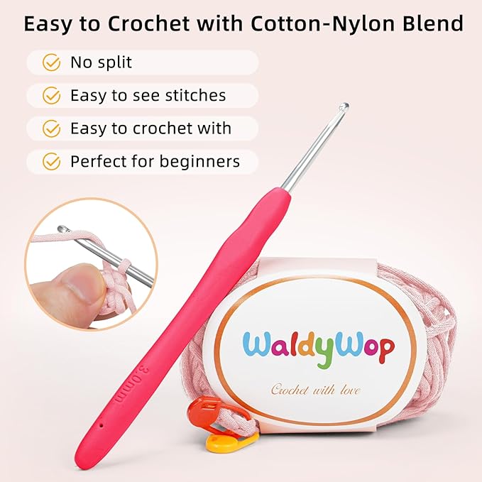 WaldyWop Crochet Kit for Beginners Kids, Wobbles Crochet Animal Kit, Complete Starter Knitting Set w/Step-by-Step Video Tutorials, Easy Yarn (Extra 40%), Hook - DIY Craft Kits, Gifts for Girls Teen