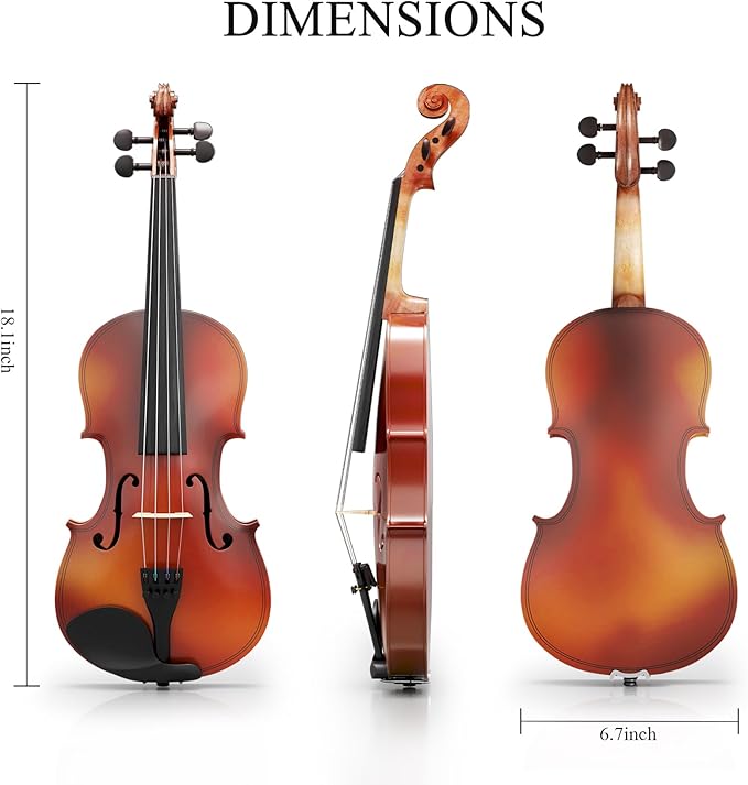 1/4 Beginner Violin Kit, Complete Violin Set with Case, Bow, Rosin, Natural