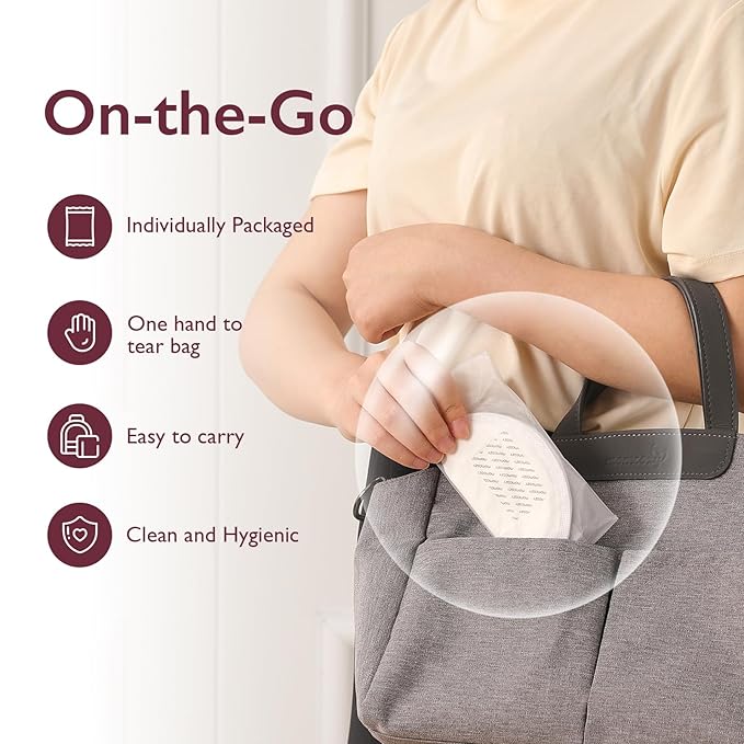 Momcozy Ultra-Thin Disposable Nursing Pads, Super Absorbent and Breathable Breastfeeding Pads, Make The Breasts Light and Unburdened, 3D Shape for The Best Fit, Individually Packaged(120 Count)