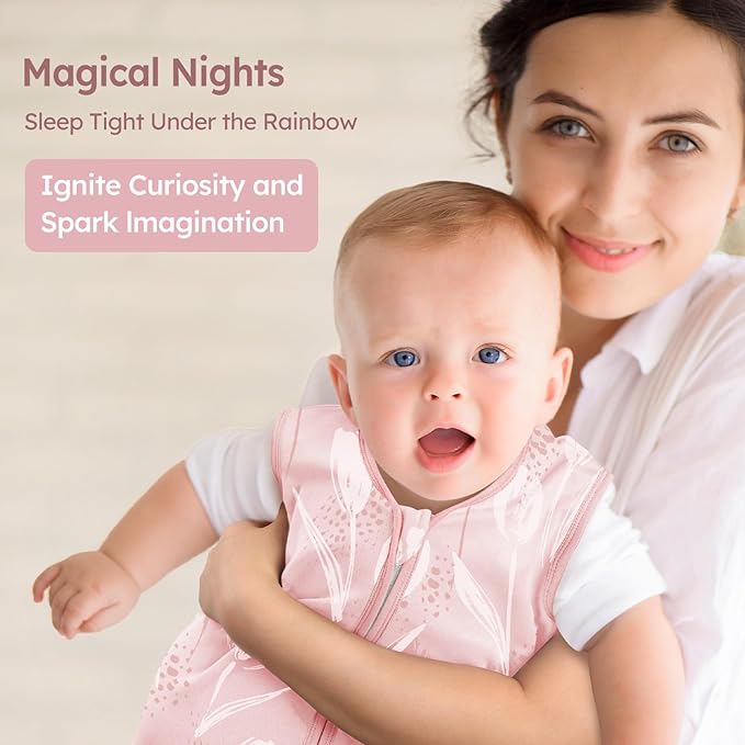 Baby Sleep Sack 18-24 Months 3 Pack 100% Cotton Lightweight 0.5 TOG Wearable Blanket Baby Sleep Bag with 2-Way Zipper for Newborn Infant Pink Flowers & Leaf