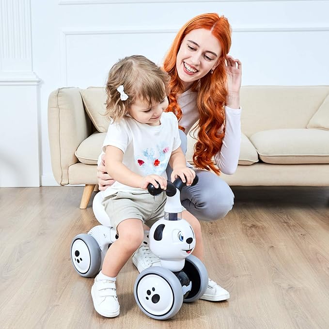 YGJT Baby Balance Bike Toys for 1 Year Old, Birthday Gifts for Boys and Girls, Silent Wheels & Non-Pedal Baby Walker Riding Toys for 10-36 Months Toddlers, Kids First Bike Gifts Spotty Dog