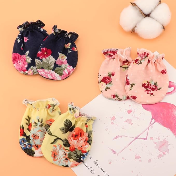BQUBO Newborn Infant Toddler Mittens No Scratch Cotton Elastic Wrist Gloves Hypoallergenic for 0-6 Months Baby Boys Girls