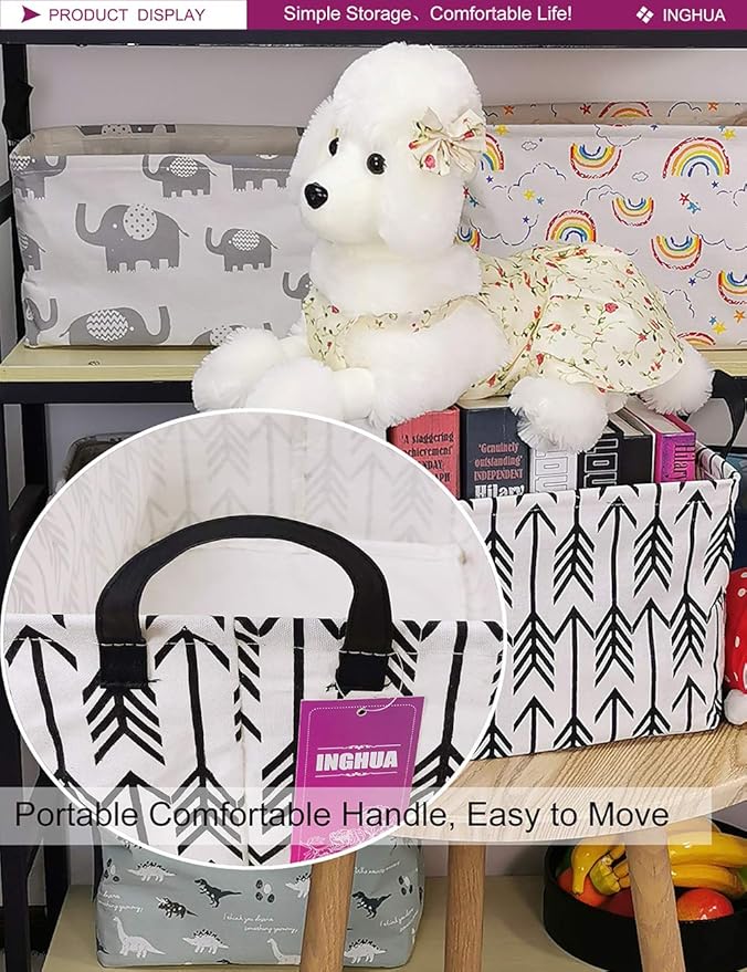 Rectangular Storage Basket Fabric Organizer Bin for Toys,Books,Clothes,Gifts,Pets-Perfect for Home,Office,Nursery,Dorm,Shelf(Rec Black Arrows)