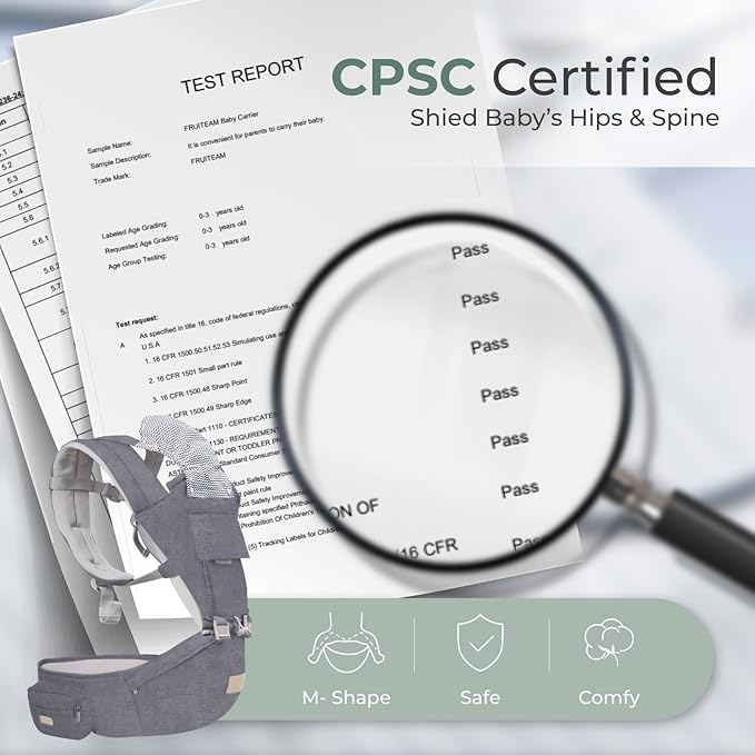 FRUITEAM Baby Carrier with Hip Seat for Breastfeeding, One Size Fits All - 6-in-1 Adjustable Toddler Carrier with Lumbar Support, All Seasons, Adapt to Newborn, Infant & Toddler (Greyish)