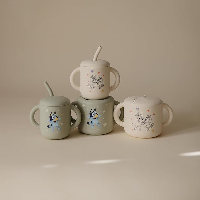 mushie x Bluey Silicone Snack Cup | Spill Proof Food Container for Toddler and Baby (Bluey Ivory)