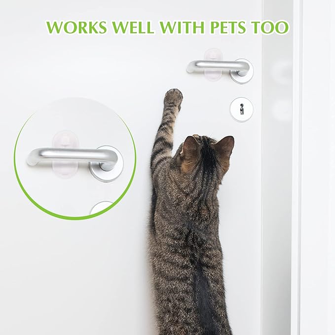 Child Proof Door Lever Lock, 3 Pack Door Locks for Kids Safety, Baby Proofing, 3M Adhesive, Door Handle Child Proof, Baby Safety Locks for Toddlers (White)