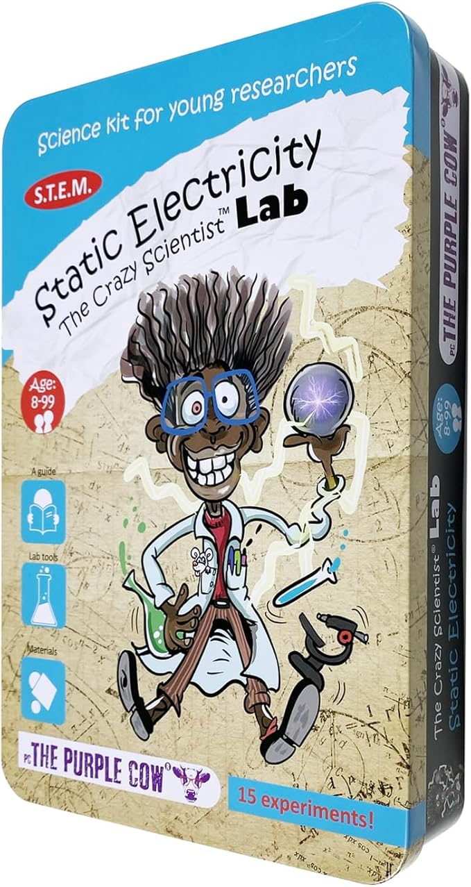 The Purple Cow Crazy Scientist Static Electricity - Science Kits for Young Researchers. for Learning & Education - STEM Educational Games for Kids, Boys & Girls, with Instructions