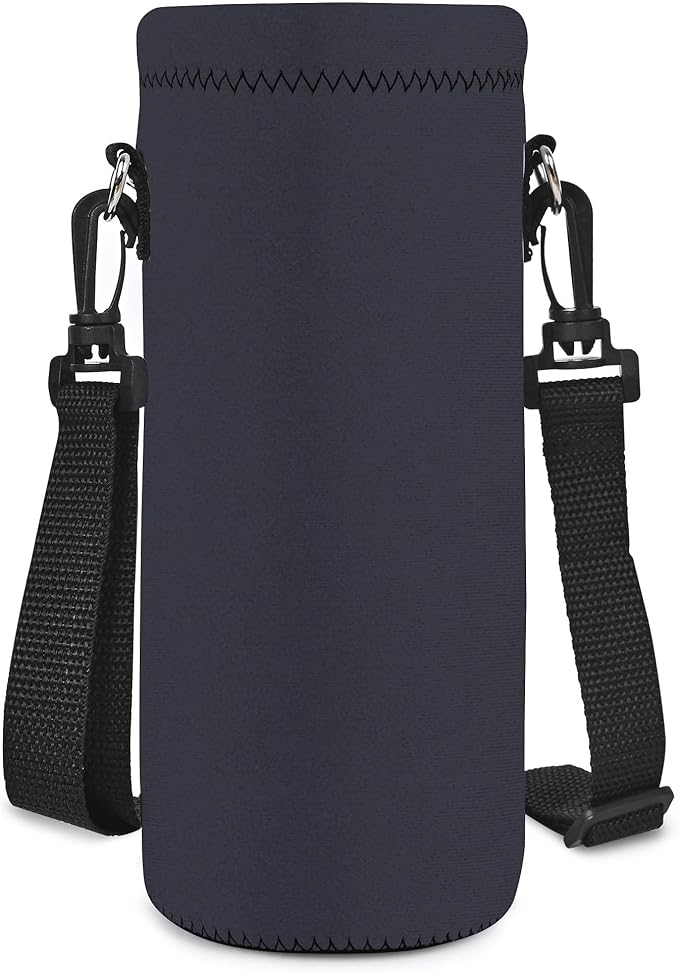 Neoprene Water Bottle Carrier Bag with Adjustable Shoulder Strap for Men Women Walking Hiking,Portable Insulated Holder Case for Stainless Steel/Glass/Plastic Bottles