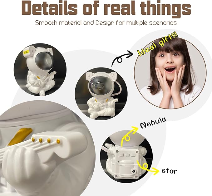 Star Projector for Kids - Astronaut Nebula Galaxy Night Light with Remote Control, Timing and Rotation - Magnetic Decor for Bedroom and Gaming Room