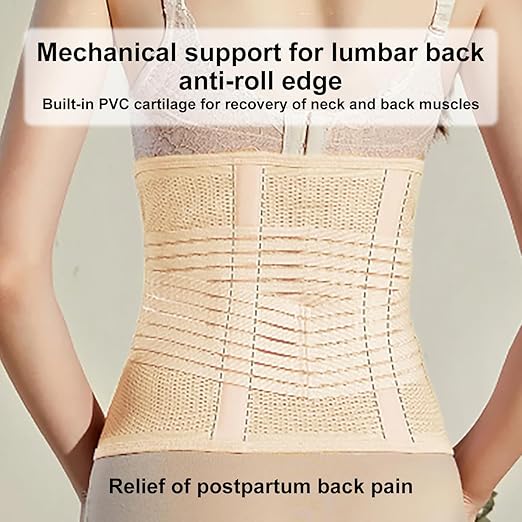 Postpartum Belly Support Recovery Belly/Waist/Pelvis Belt Shapewear Slimming Girdle, Beige for Posture Correction (Large)