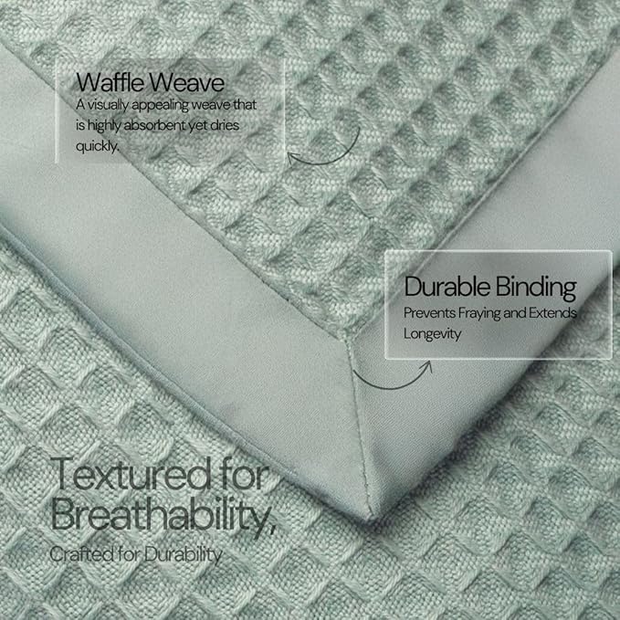 Salt Earth GOTS Certified 100% Organic Cotton Throw Blanket, 90" X 90" Blankets & Throws for Bed, Throw Blanket for Couch,Modern & Cozy Blanket, All Seasons Waffle Blanket, Soft Blanket (Silver Blue)