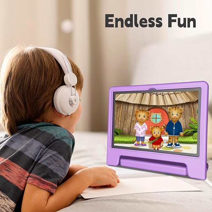 Kids Tablet, 10.1 Inch Tablet for Kids Android 14, 64GB Octa-Core, WiFi, Big Battery, Kids Space, Parental Control 1280 * 800 HD Display Children Tablets Purple