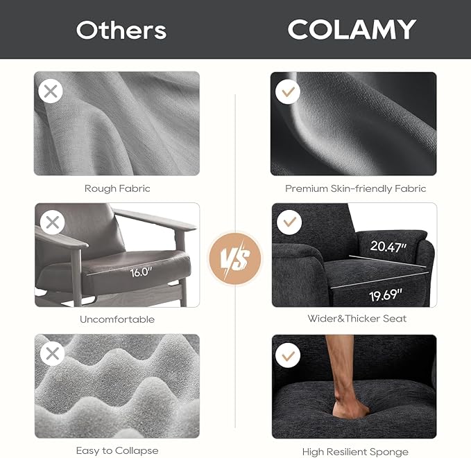 COLAMY Swivel Recliner Chair with Footrest, High Back with Double-Layer Cushion, Glider Recliner for Nursery & Living Room, Bedroom, Dark Grey