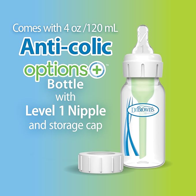 Dr. Brown's 100% Silicone One-Piece Breast Pump,Hands-Free Breast Milk Collector with Anti-Colic Options+ Baby Bottle (4 oz/120 mL),Level 1 Nipple,Travel Lid and Travel Bag
