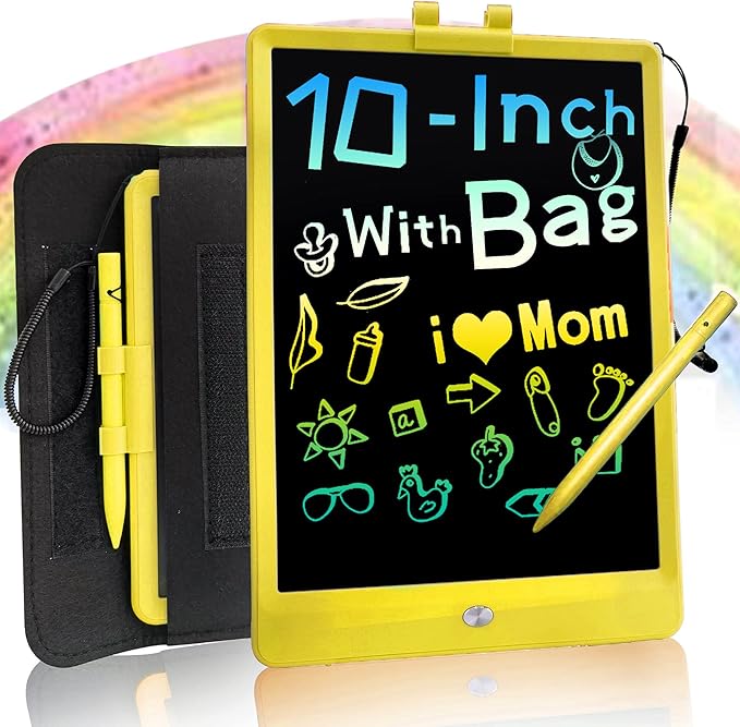 Sketch Pads for Drawing Kids, LEYAOYAO LCD Writing Tablet with Protect Bag Etch a Pads,Colourful Screen Draw Pad Draw Board,Birthday Gifts for 3 4 5 6 Year Old Girls(Yellow,10-Inch)