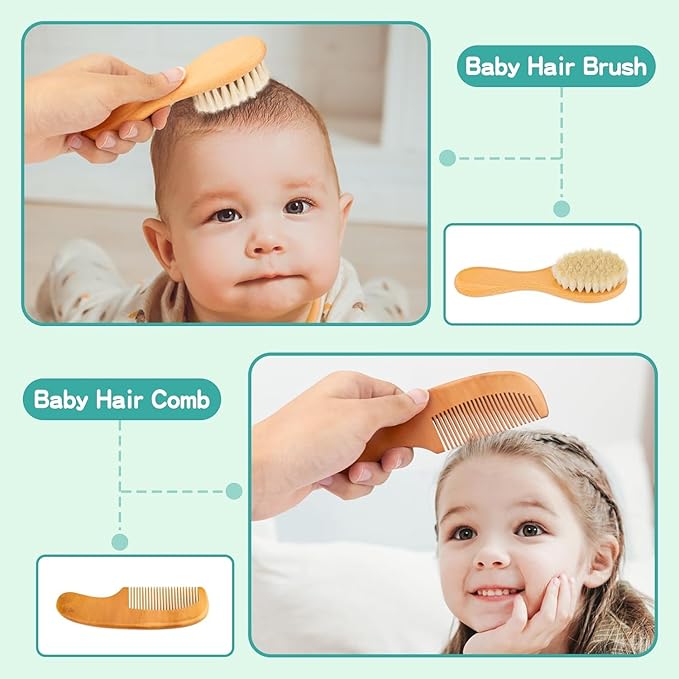 Baby Grooming Kit, Infant Safety Care Set with Hair Brush Comb Nail Clipper Nasal Aspirator,Baby Essentials Kit for Newborn Girls Boys (13 Pc Green Kit)