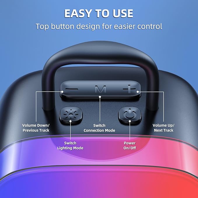 Kinglucky 2025 Upgrade Karaoke Machine, Portable Bluetooth Speaker with 2 Wireless Microphones for Adults & Kids with Lights, Karaoke for All Smartphones, Birthday, Family, Home Party or Gifts (Black)