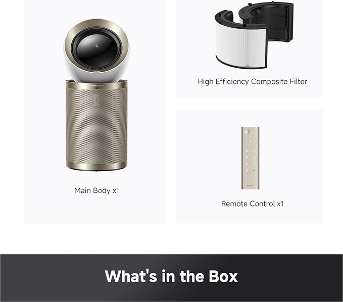 Dreame Air Purifier PM10 for Home Large Room, Cleans 5,650 ft² in One Hour with 4 Filters, Dual-way Air Oulets, Al Tracking, Air Quality Monitor with 7 Sensors, 2-in-1 Purifier & Cooler, Gold