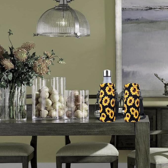 RICHEN Neoprene Water Bottle Carrier Bag with Adjustable Shoulder Strap,Insulated Water Bottle Cover for Stainless Steel/Glass/Plastic Bottles