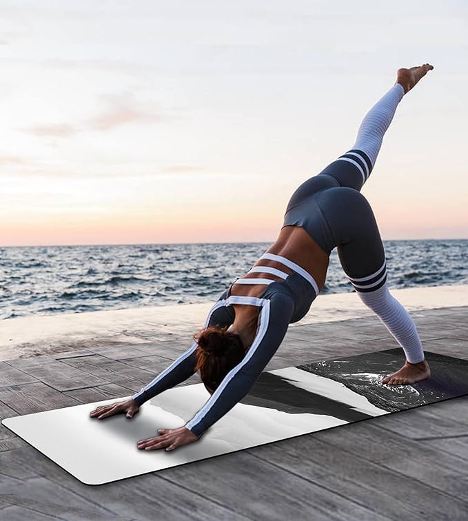 Non Slip Yoga Mat TPE Workout Mat for Men Women, Thick Workout Mat with Carrying Strap, Fitness Mats for Exercise, Yoga, Fitness, Pilates, Floor Workouts (72" x 24" x 6mm)