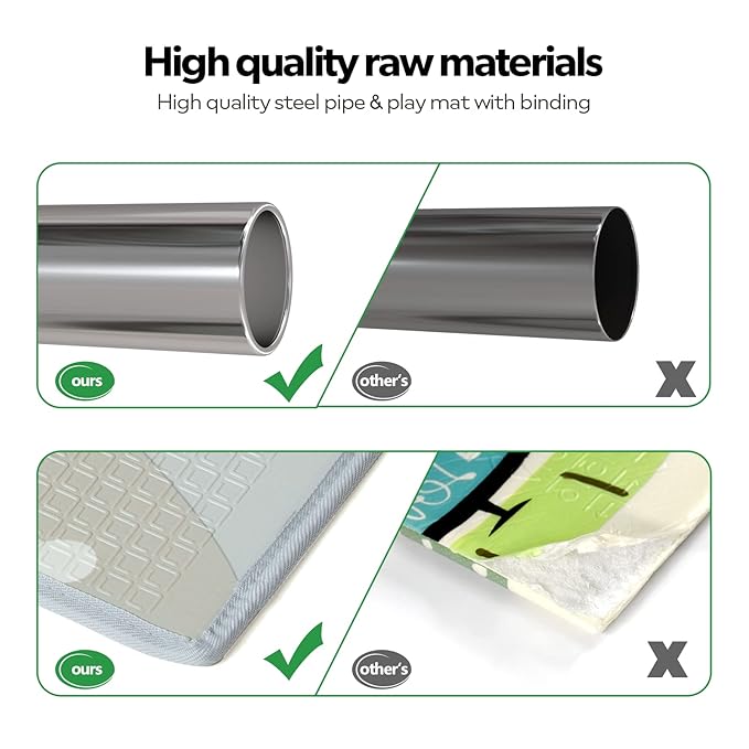 Fodoss Baby Playpen with Mat, Small Play Pen(47x47inch), for Babies and Toddlers, Pen Apartment, Yard Baby, Fence Area Playyard Activity Center (Dark Gray)