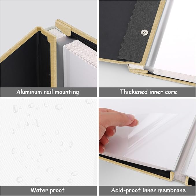 Zesthouse Photo Album Self Adhesive Pages, 60 Pages Magnetic Scrapbook Albums with Sticky Page,Photos Album Holds 8x10 & 5X7 & 4x6 & 6x8 & 3x5, Large Picture Book Ideal for Family,Wedding,Baby