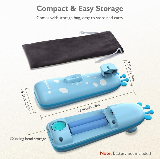 Baby Nail Trimmer Electric Baby Nail File Safe Baby Nail Clippers with Light 10 Grinding Heads Queit Baby Nail Polish Grooming Kit for Newborn Infant Toddler Toes Fingernails Care - Blue