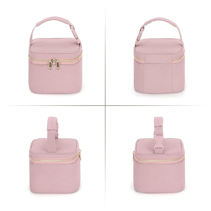 Fasrom Breastmilk Cooler Bag with Ice Pack Fits 4 Baby Bottles up to 5 Ounce, Insulated Baby Bottle Bag for Nursing Moms Daycare or Travel, Easily Attaches to Stroller, Pink (Patent Design)