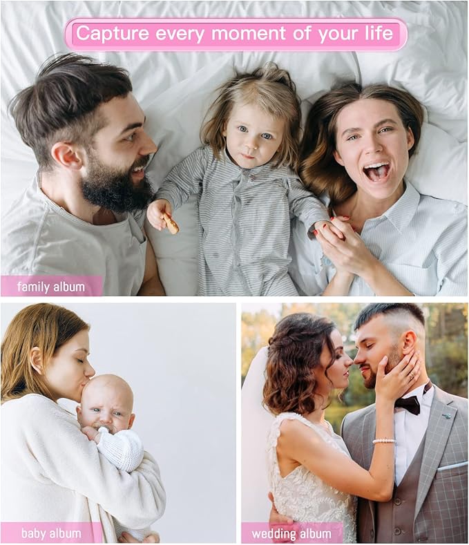 popotop Photo Album Self Adhesive with Picture Display Window,40 Pages DIY Scrapbooking Supplies Kit for 4x6 10x12 Picture,Linen Cover Memory Book for Baby Wedding, with Scraper and Metallic Pen