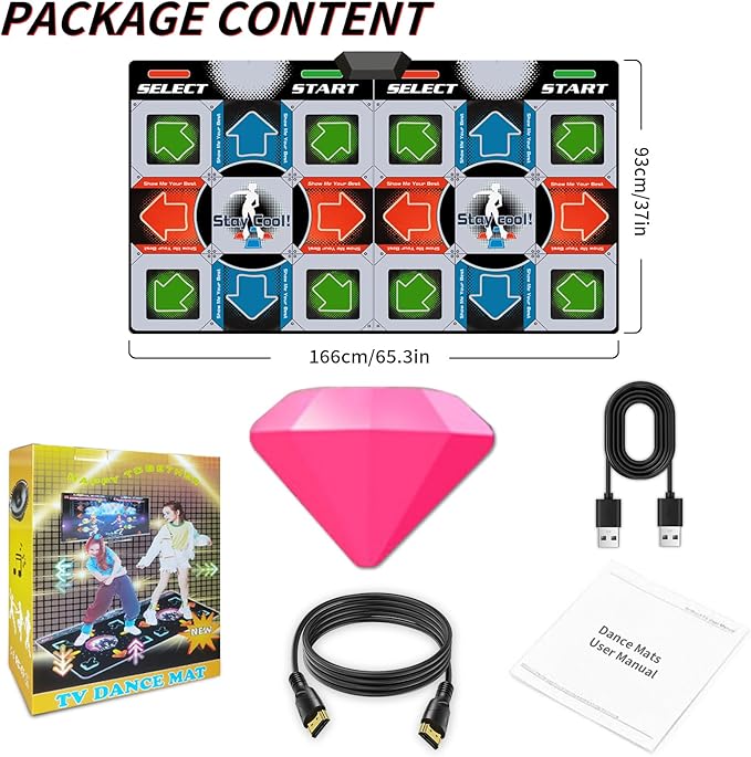 TV Dance Mat Games - Wireless Music Electronic Dance Mat Fun Dance Fitness Games for Kids, Christmas and Boys and Girls Birthday Gift Ideas, Silver Gray