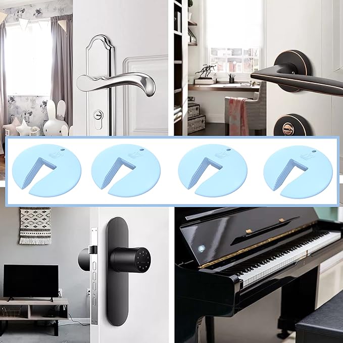 Door Pinch Guard and Door Slam Stopper, Durable Silicone Door Finger Pinch Guard, Prevents Finger Pinch Injuries, Slamming Doors, Door Safety for Kids, 2 Packs Blue Basic.