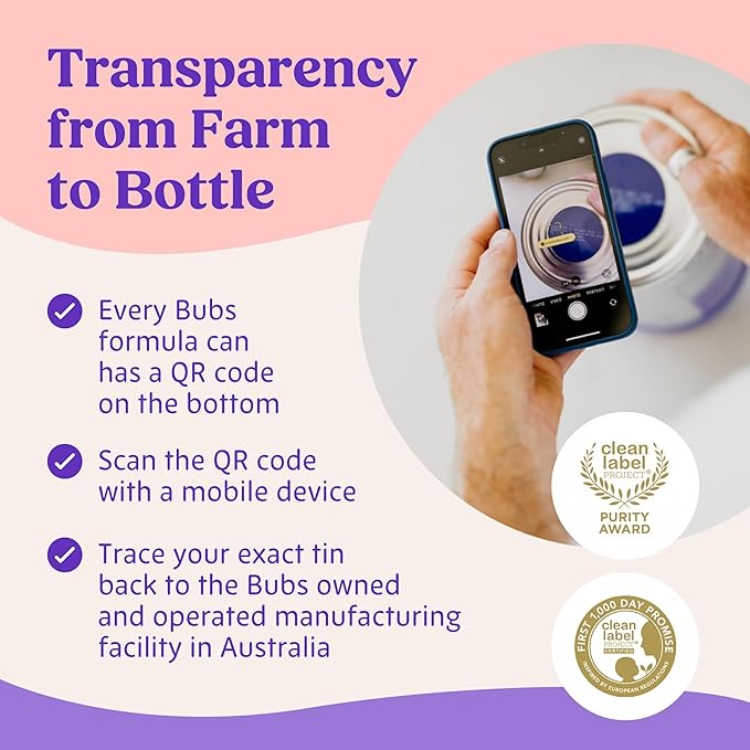 Bubs Whole Goat Milk Formula with Iron, Goat Milk-Based Powder, for Infants 0-12 Months, Made with Non-GMO Goat Milk, 20 oz