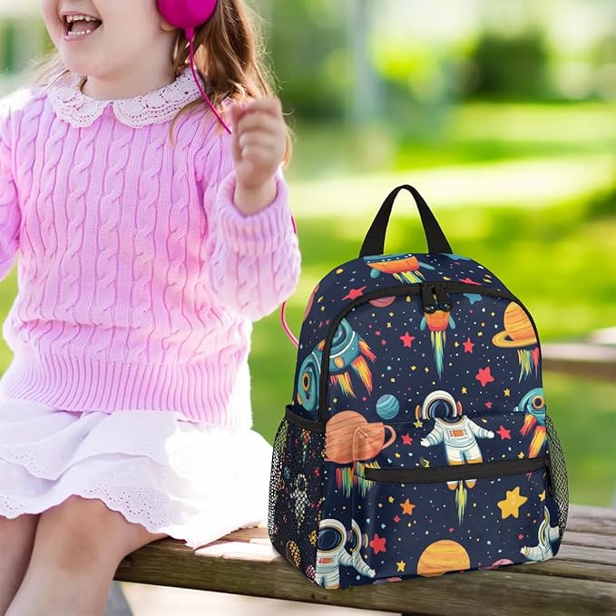 Toddler Backpack for Boys Girls - 12 Inch Astronaut Rocket Kids Backpack Preschool Kindergarten Backpack Lightweight Waterproof Schoolbag Book Bag for School
