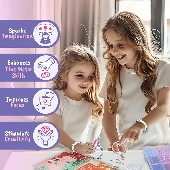 BSCOOL - Jewelry Designer DIY Beads Kit, 2500+ Beads, Friendship Bracelet Making Kit, Jewelry Making Kit for Girls Age 5 and Up. Complete Set with Charms. Instructions Guide Included
