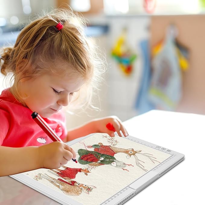 KOBAIBAN Wireless A4 LED Light Pad with Innovative Stand, Top Clip, Stepless/ 6-Level Dimmable Brightness Rechargeable tracing Light Box/Board for Cricut Weeding Vinyl, Diamond Painting, HTV (White)