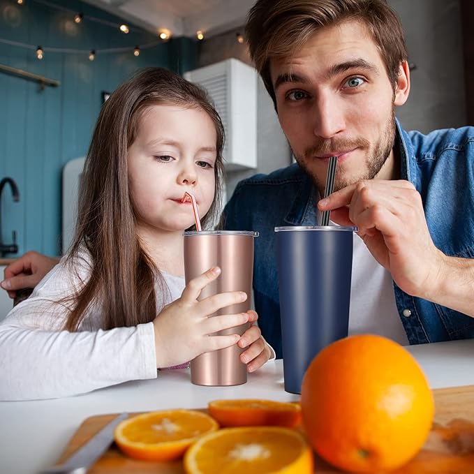 VEGOND 20oz Tumbler Bulk with Lid and Straw 1 Pack, Stainless Steel Vacuum Insulated Tumbler, Double Wall Coffee Cup Travel Mug, Rose Gold