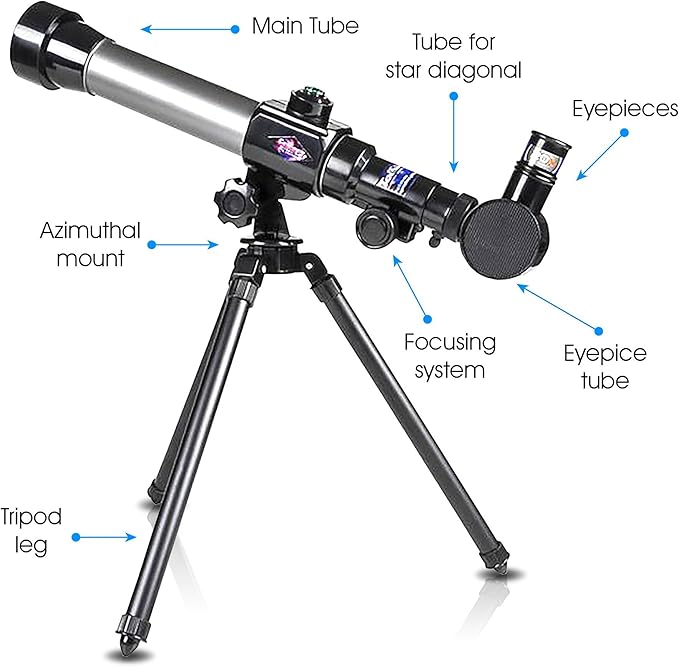 ArtCreativity Telescope for Starters - Includes Tripod Stand and 20x, 30x, 40x Eyepieces - Expensive Birthday Gifts for Kids Ages 3+