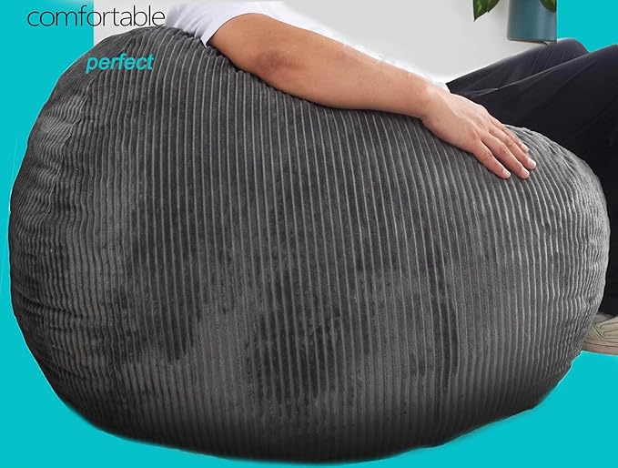 Bean Bag Chairs with Faux Rabbit Fur Cover, 4 ft Giant Memory Foam Bean Bag Chairs for Adults/Teens with Filling,Ultra Soft Faux Fur Fabric, Round Fluffy Sofa for Living Room Bedroom College Dorm