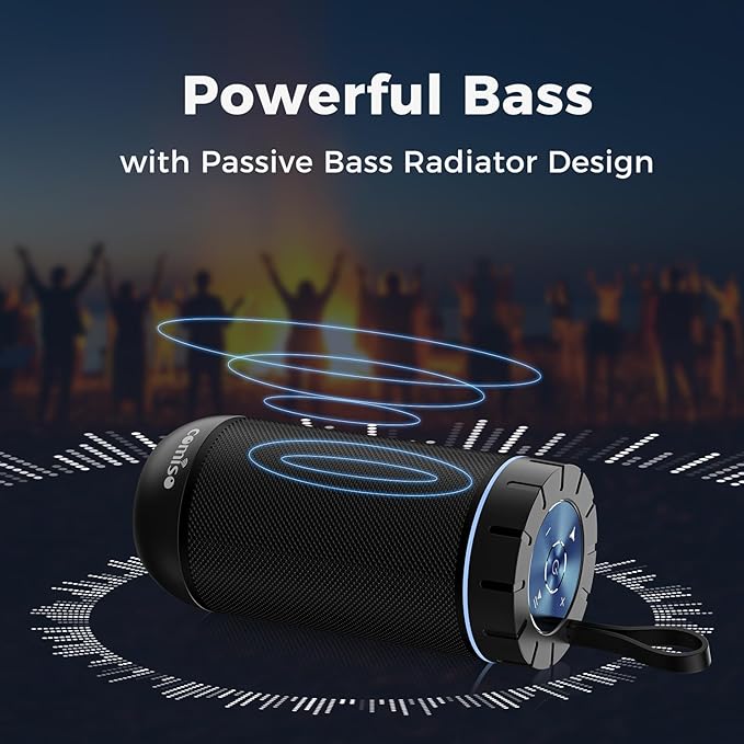 comiso Bluetooth Speaker, IP65 Waterproof Portable Speaker with 360° HD Stereo Sound, Punchy Bass, TWS Pairing, 24H Playtime, Wireless Speakers for Home/Outdoor/Camping/Beach, Gifts for Unisex