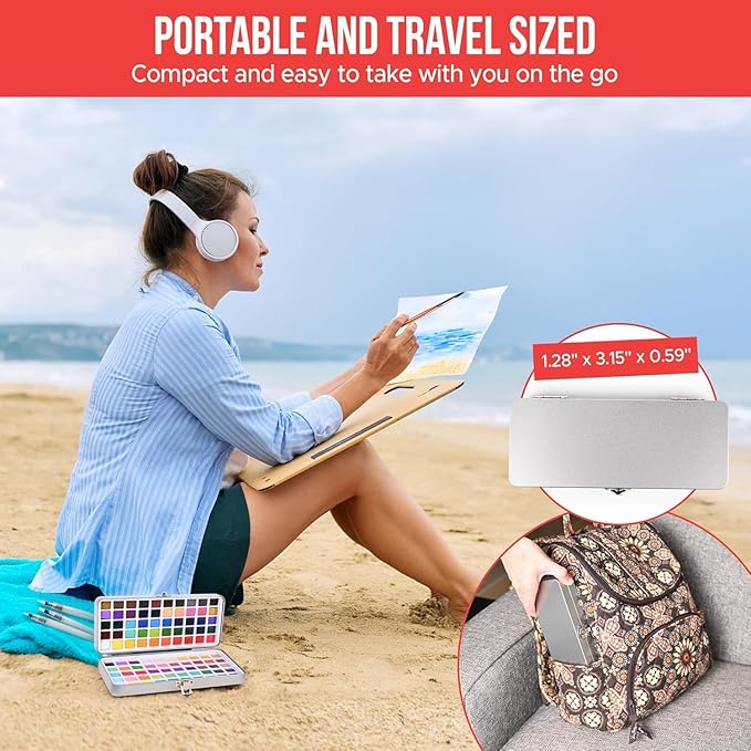 Premium Watercolor Paint Set Bundle with 100 Bright Colors & Paper Pad for Beginners & Professional – Painting Kit & Art Supplies for Adults – Travel Watercolor Set with Metallic Watercolor Paints