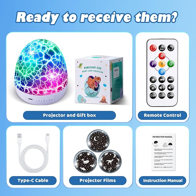 PIKOY Dinosaur Night Light Projector | 15 Sounds & 3D Films | 31Colors & Remote Control | Dinosaur Toys for Kids 3-8, Toddler Toys, Boys Room Decor, STEM Educational Gifts