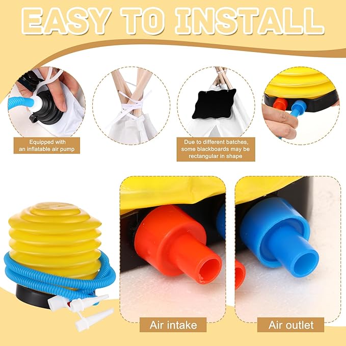 6 Pcs Kids Teepee Tent Bulk with Light String Inflatable Airbed Bedding Fitted Sheet and Markeable Small Blackboards for Boys Girls Indoor Outdoor Slumber Party (White)