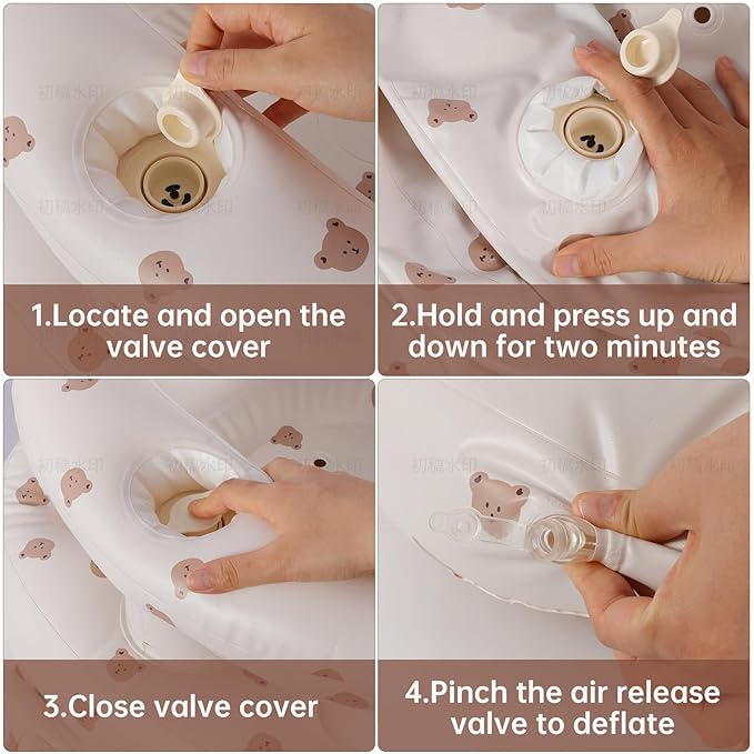 Baby Inflatable Seat with Guardrails for 3-36 Months, Built-in Air Pump, Summer Toddler Chair for Sitting Up, Floor Seater with Back Support