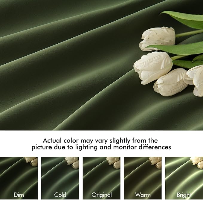 MIULEE Olive Green Back Tab Blackout Curtains 102 Inch Long 2 Panels Set for Bedroom, Rod Pocket/Pinch Pleated Thermal Insulated Living Room Darkening Light Blocking Floor to Ceiling Drapes