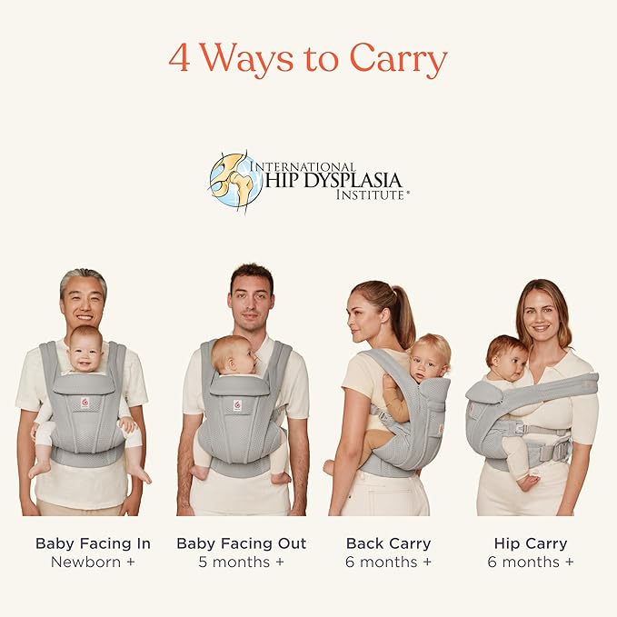 Ergobaby Omni Deluxe Baby Carrier Newborn to Toddler - Breathable Baby Carriers for Summer - All-Position Carrier with Enhanced Lumbar Support & Airflow (7-45 Pounds), Cotton, Camel