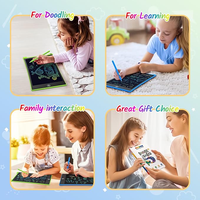 TECJOE 2 Pack LCD Writing Tablet, 10 Inch Colorful Doodle Board Drawing Tablet for Kids, Kids Travel Learning Toys Christmas Birthday Gifts for 3 4 5 6 Year Old Boys and Girls Toddlers