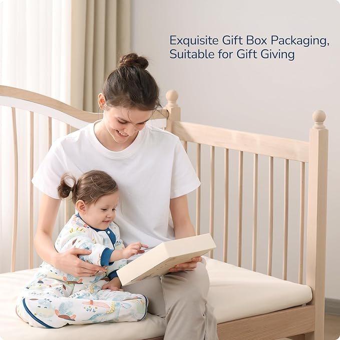 Baby Sleep Sack 3-6 Months, Cotton Detachable Long Sleeve Sleep Sack, 1.0 Tog Toddler Sleeping Sack with Temperature Strips, 2-Way Zipper Wearable Blankets for Newborns, Dinosaur