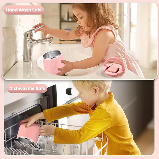 Soup Thermo for Hot Food 20oz Lunch Containers with Buckle Lid Wide Mouth Hot Food Jar Vacuum Insulated Stainless Steel Bento Box Leakproof with Spoon(Pink)