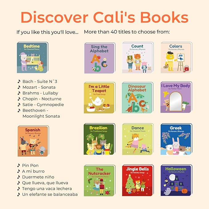 Cali's Books Chinese Nursery Rhymes Book - Sound Books for Toddlers 1-3. Chinese Baby Book - Music Toys for Bilingual Children with Lyrics & Translation